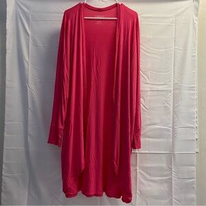 Torrid Vibrant Pink long cardigan. I am 5”4’ and it goes to my knees.